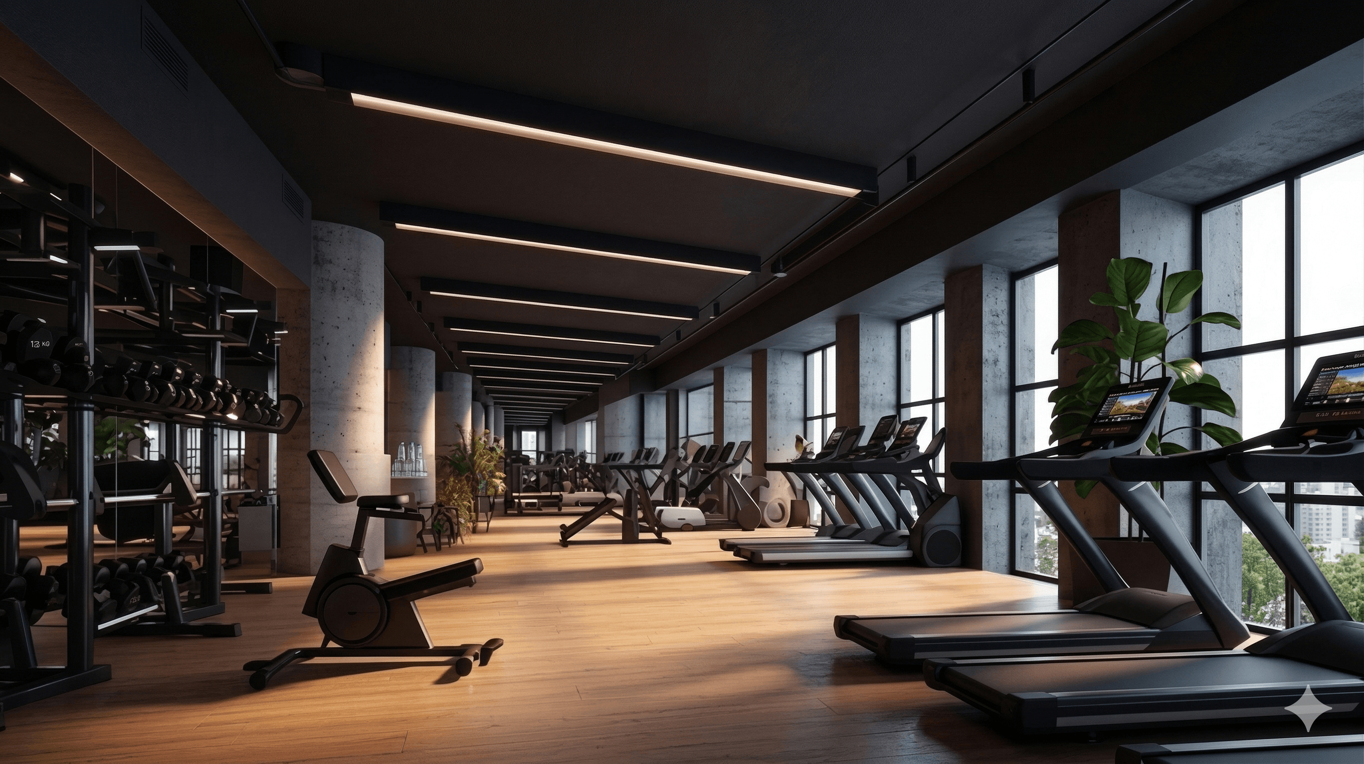 Weight training gym floor at Kiran's Fitness Club, Anjananagar Bangalore
